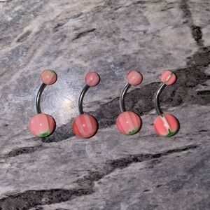 4 Belly Button Ring Set Pink